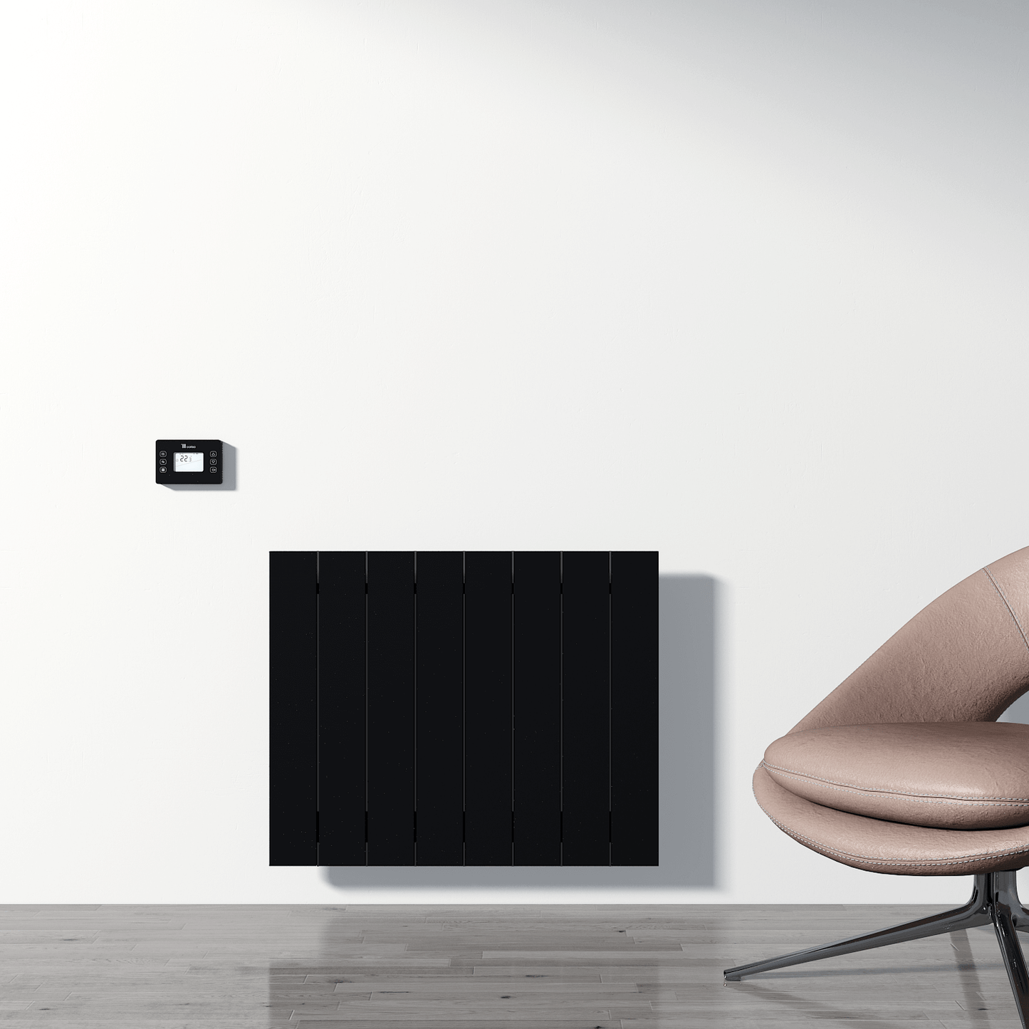 Carisa Boreas N Horizontaler elektrischer Heizkörper, modernes Design, Schwarz