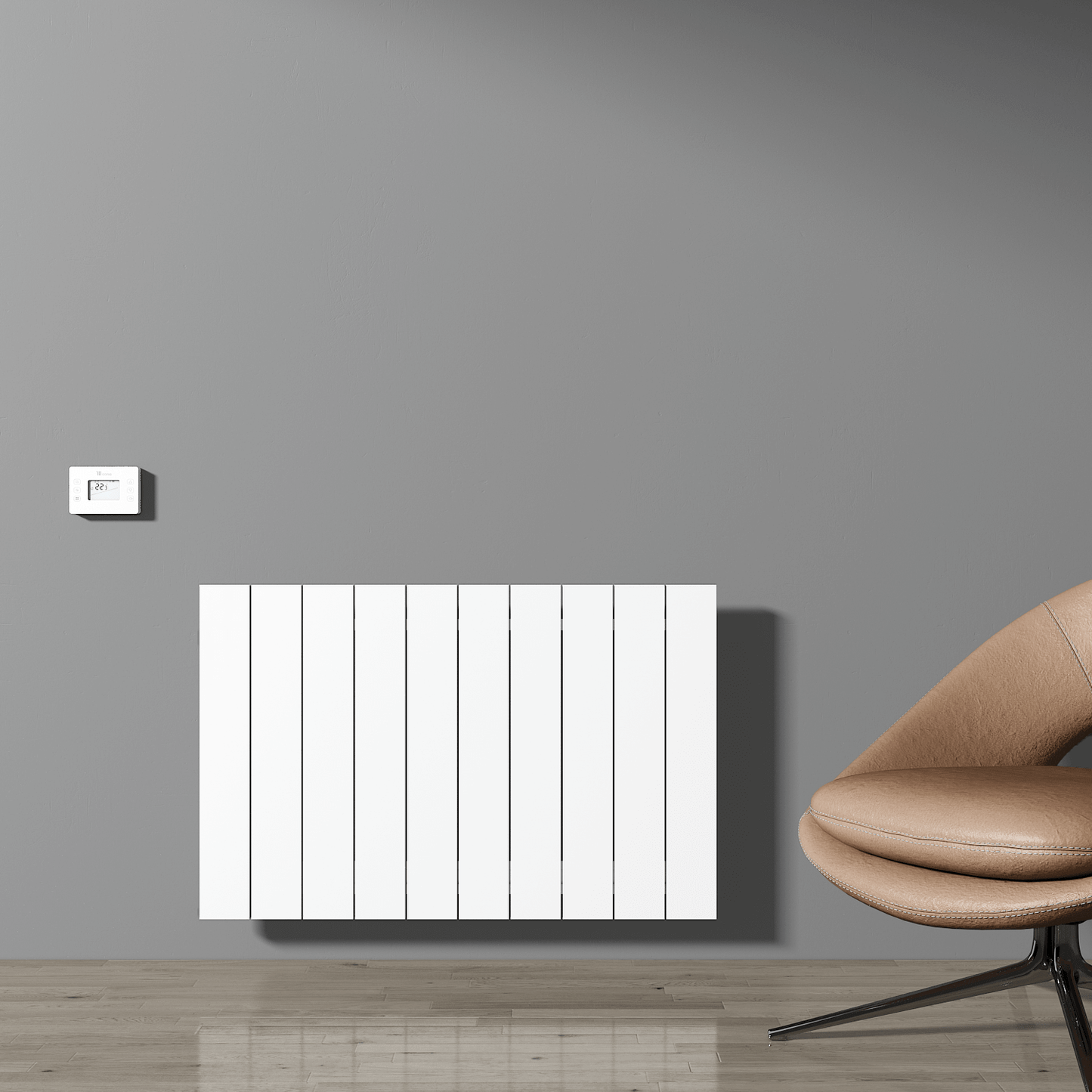 Carisa Boreas N Horizontaler elektrischer Heizkörper, modernes Design, Weiß