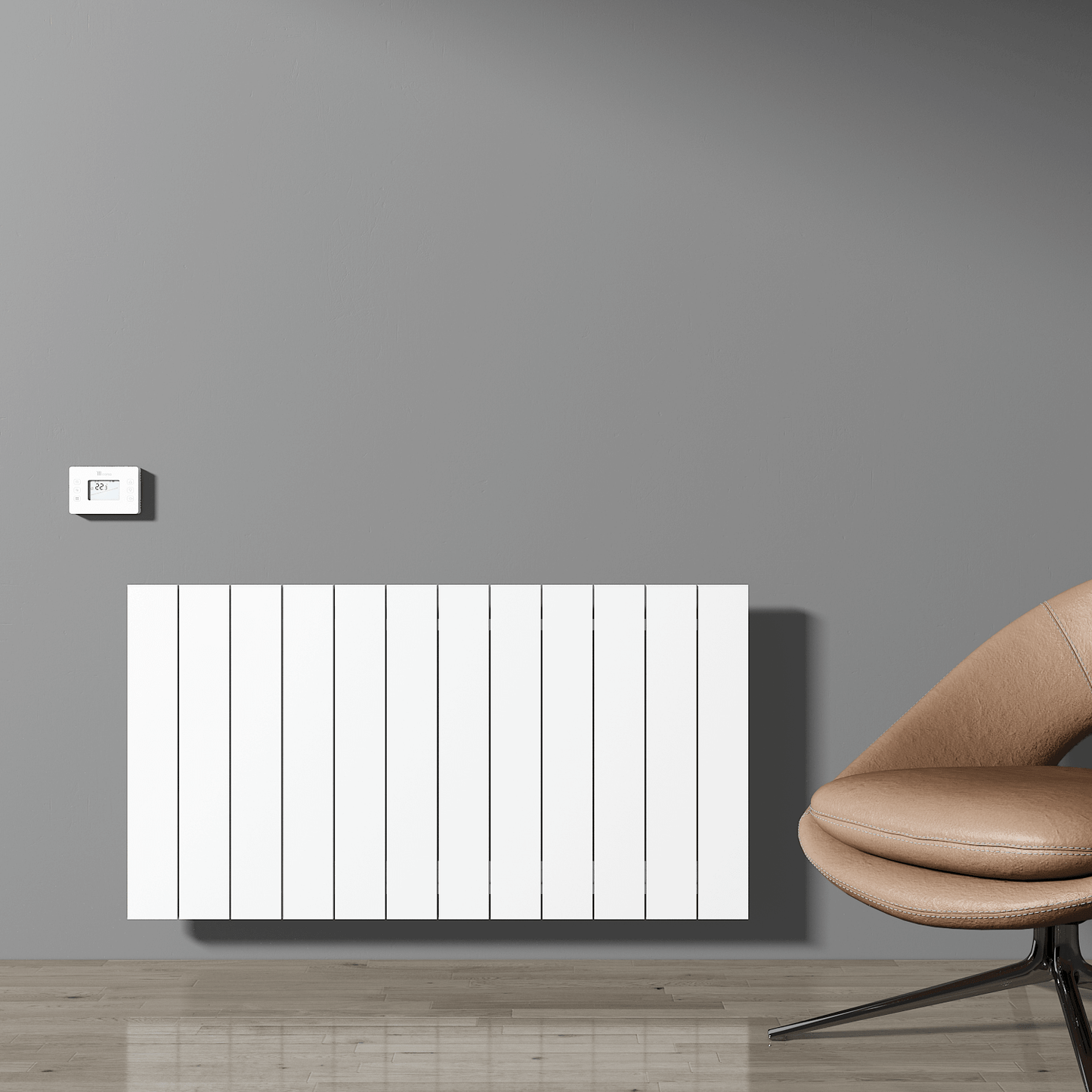 Carisa Boreas N Horizontaler elektrischer Heizkörper, modernes Design, Weiß