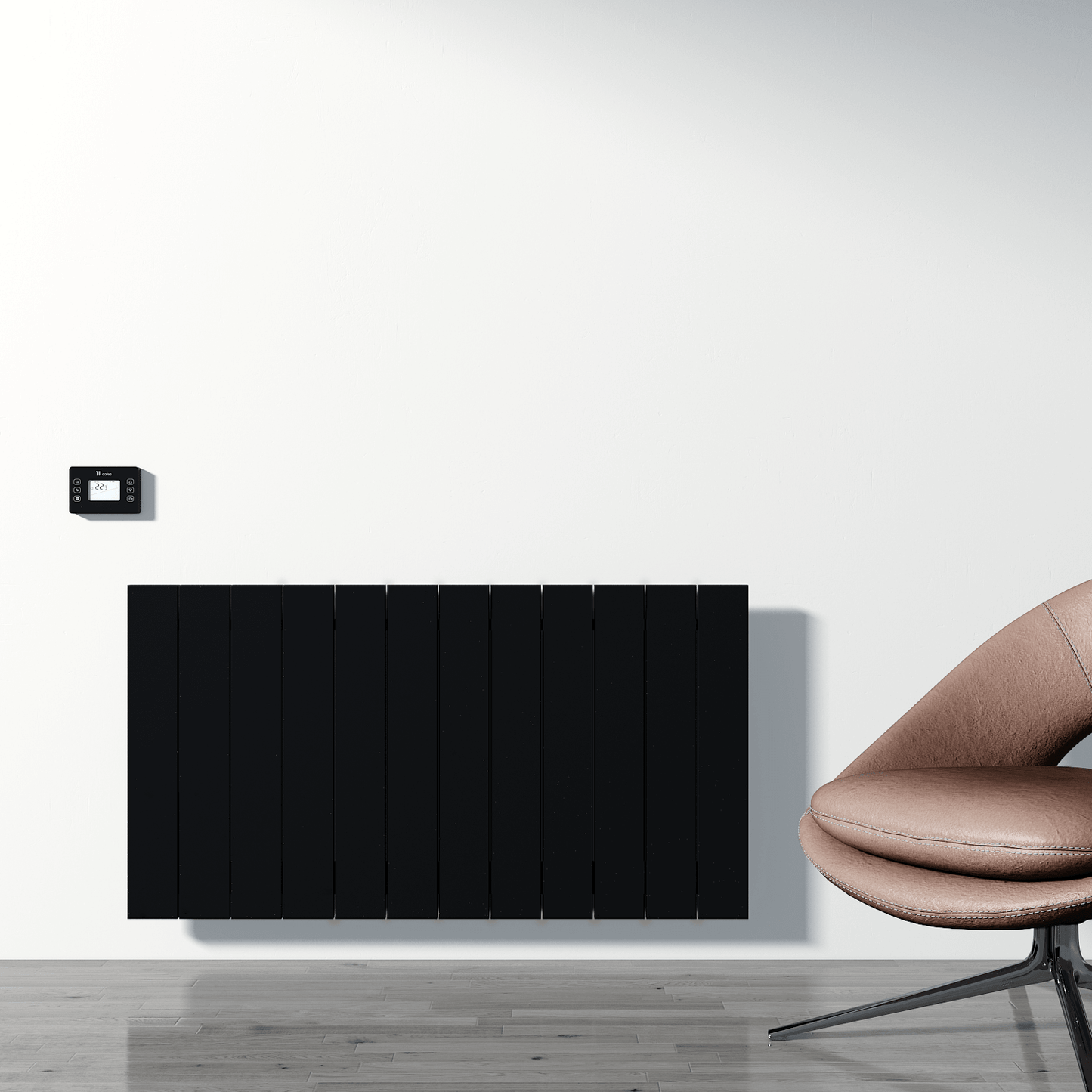 Carisa Boreas N Horizontaler elektrischer Heizkörper, modernes Design, Schwarz
