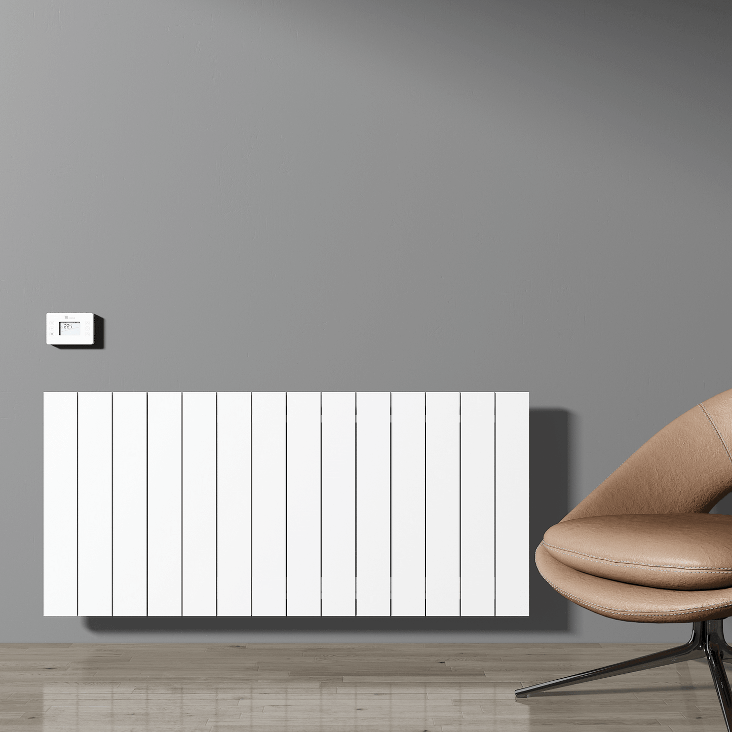 Carisa Boreas N Horizontaler elektrischer Heizkörper, modernes Design, Weiß
