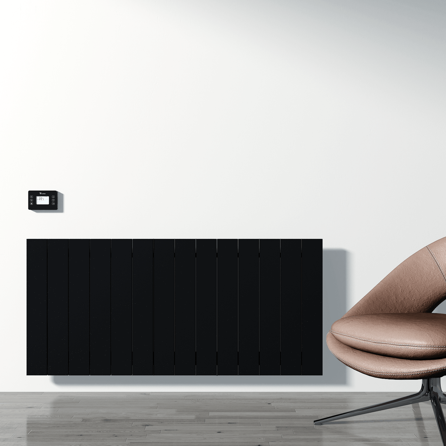 Carisa Boreas N Horizontaler elektrischer Heizkörper, modernes Design, Schwarz