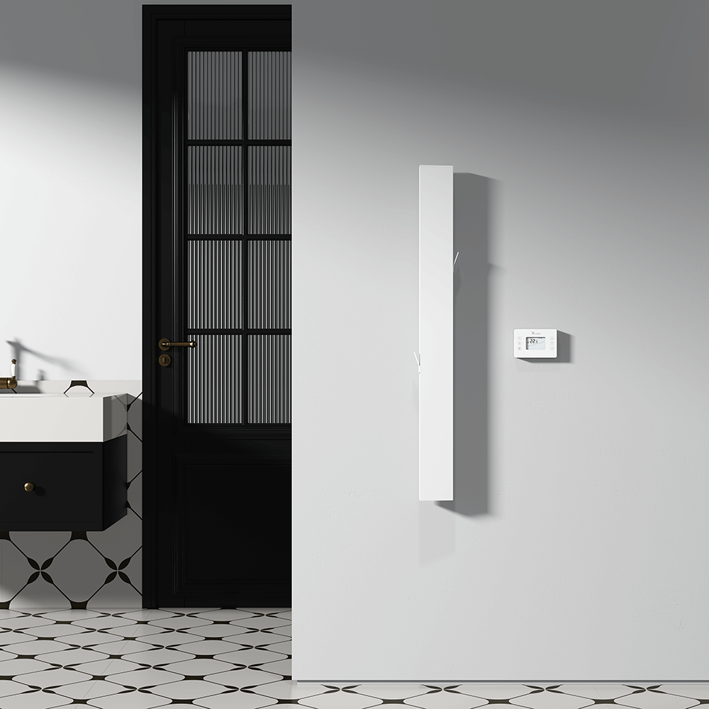 Carisa Boreas Notus S Vertikaler elektrischer Heizkörper, modernes Design, Weiß