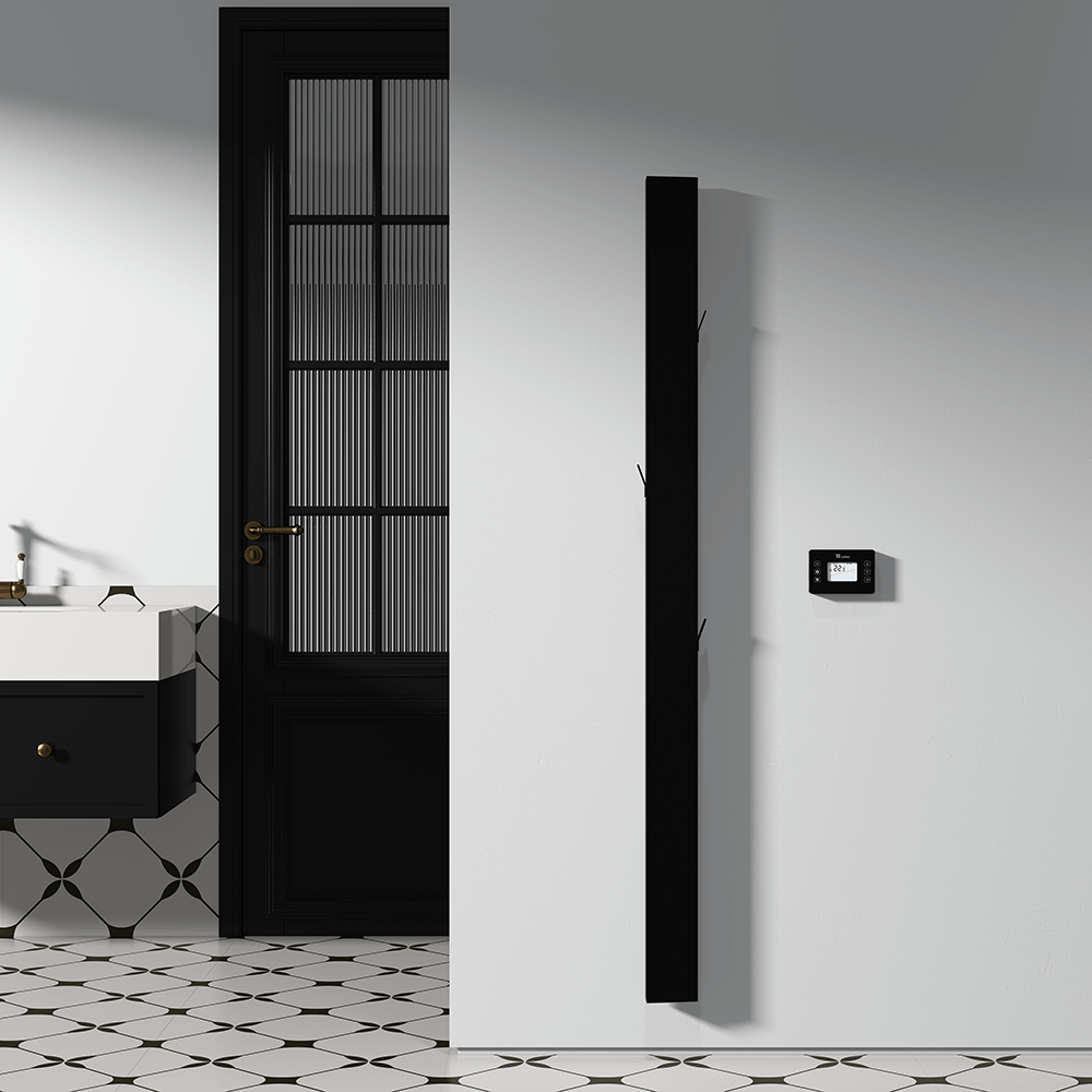Carisa Boreas Notus S Vertikaler elektrischer Heizkörper, modernes Design, Schwarz