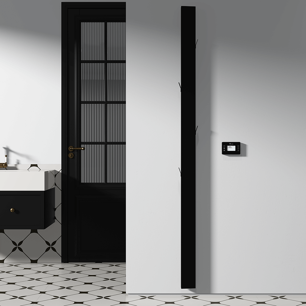 Carisa Boreas Notus S Vertikaler elektrischer Heizkörper, modernes Design, Schwarz