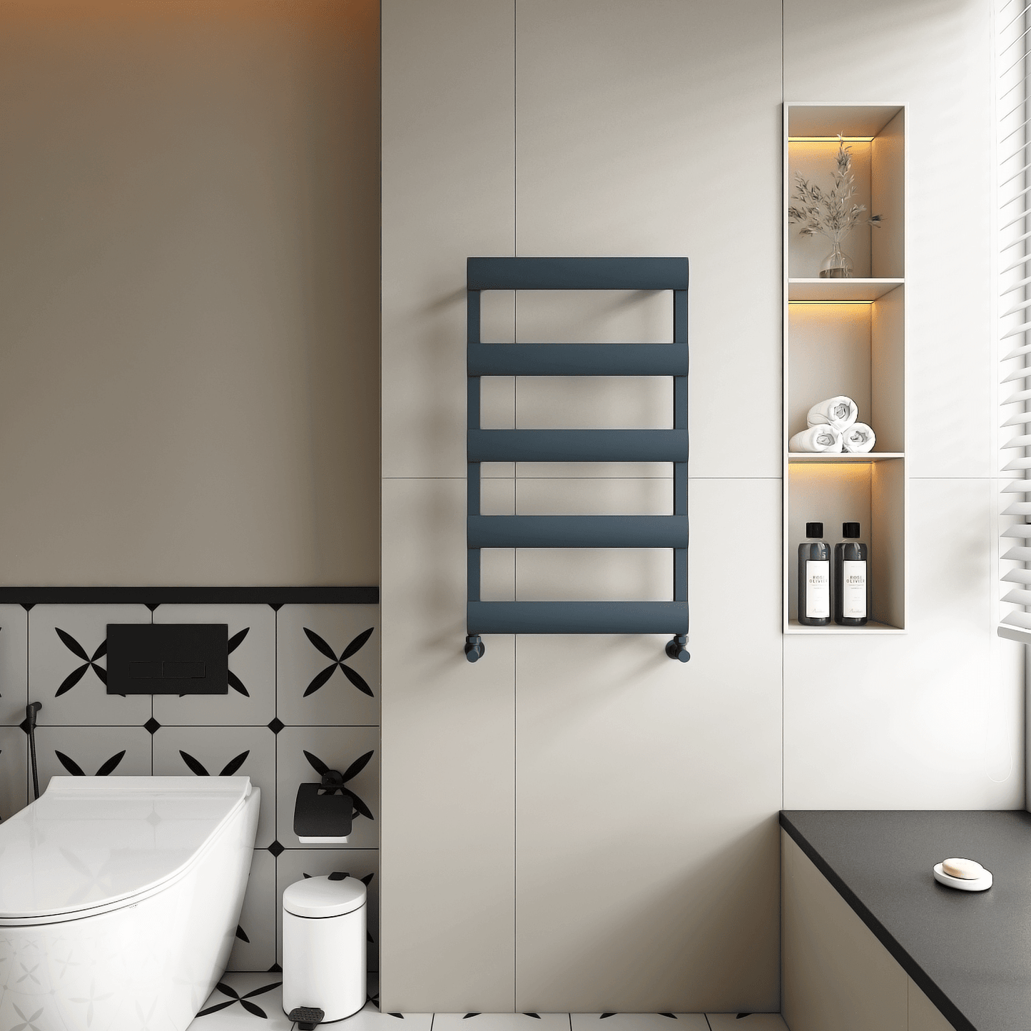 Carisa Alya Bad-Handtuchwärmer aus Aluminium, modernes Design, Anthrazit