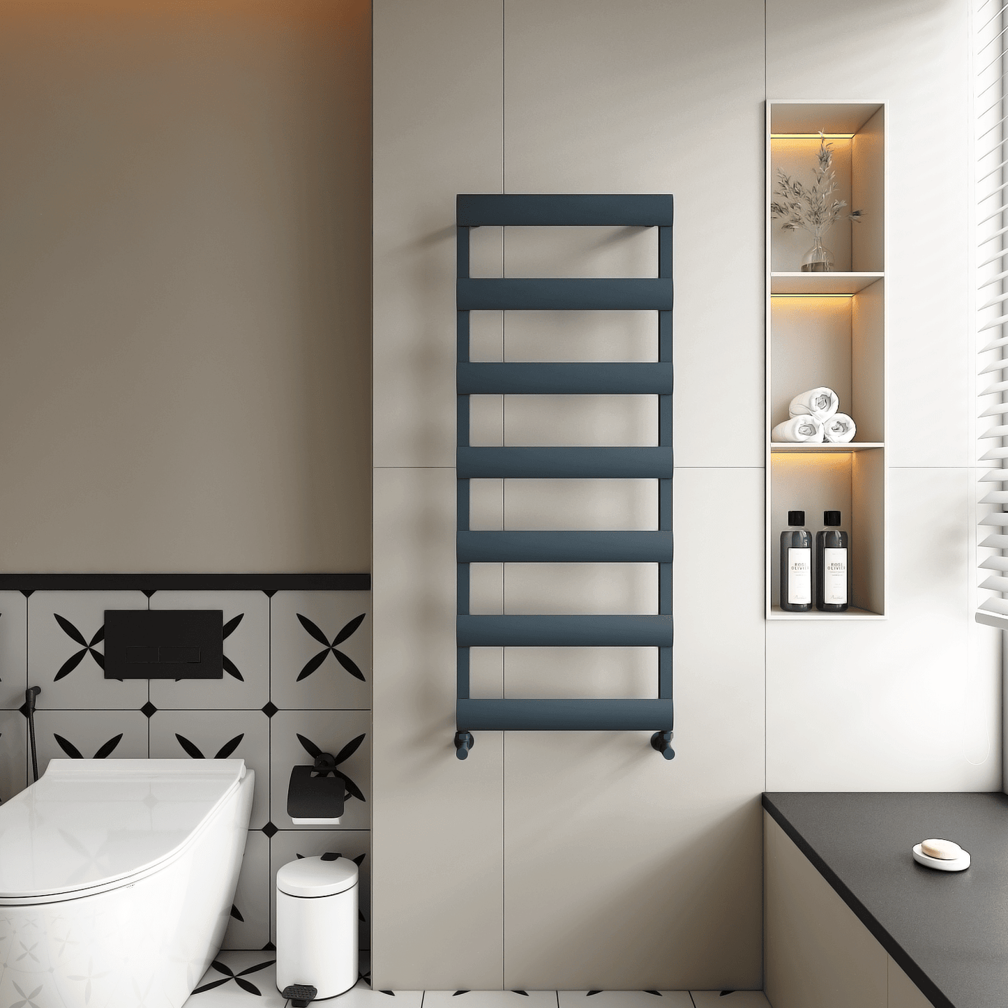 Carisa Alya Bad-Handtuchwärmer aus Aluminium, modernes Design, Anthrazit