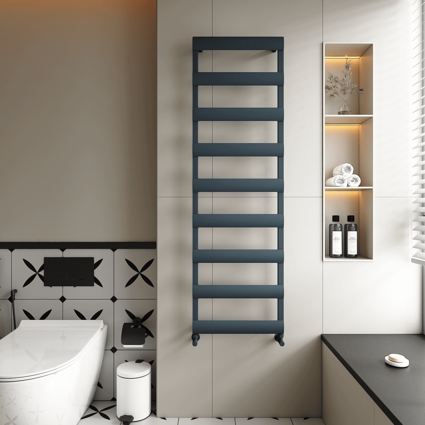 Carisa Alya Bad-Handtuchwärmer aus Aluminium, modernes Design, Anthrazit