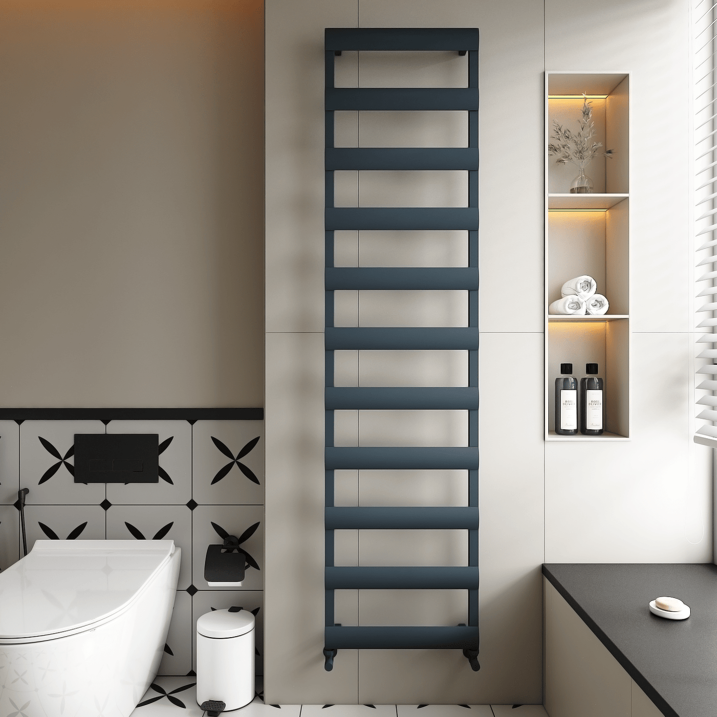 Carisa Alya Bad-Handtuchwärmer aus Aluminium, modernes Design, Anthrazit