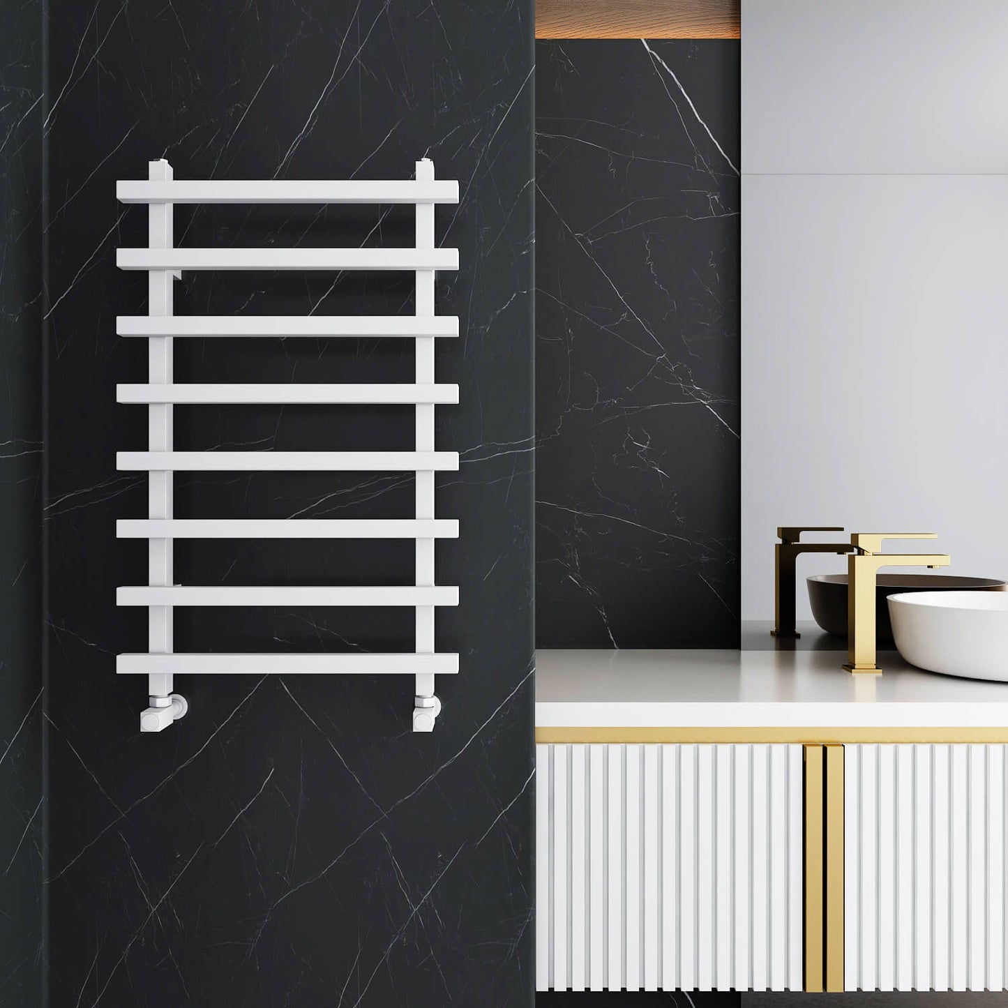 Carisa Baron L Handtuchwärmer aus Aluminium, modernes Design, Weiß