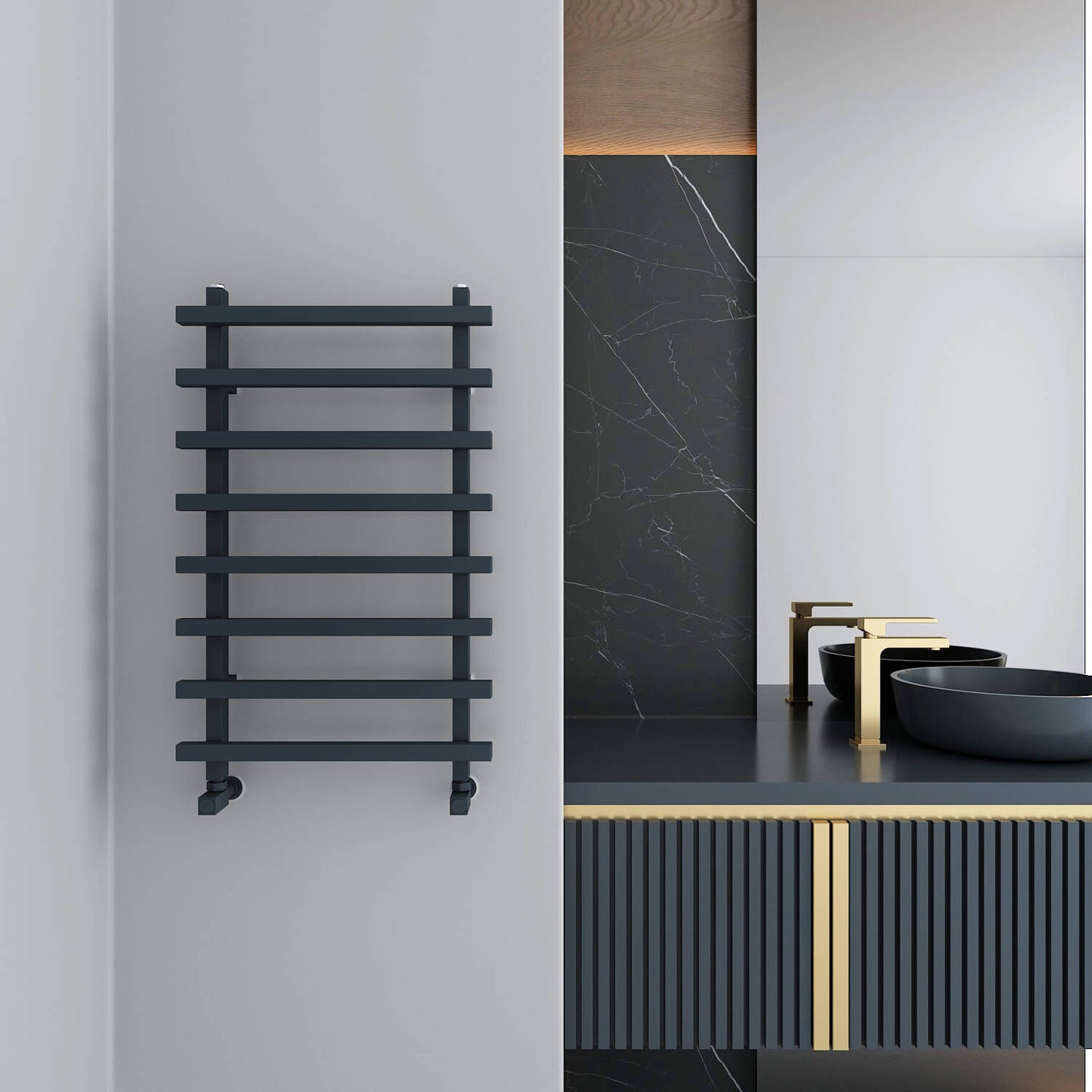 Carisa Baron L Handtuchwärmer aus Aluminium, modernes Design, Anthrazit