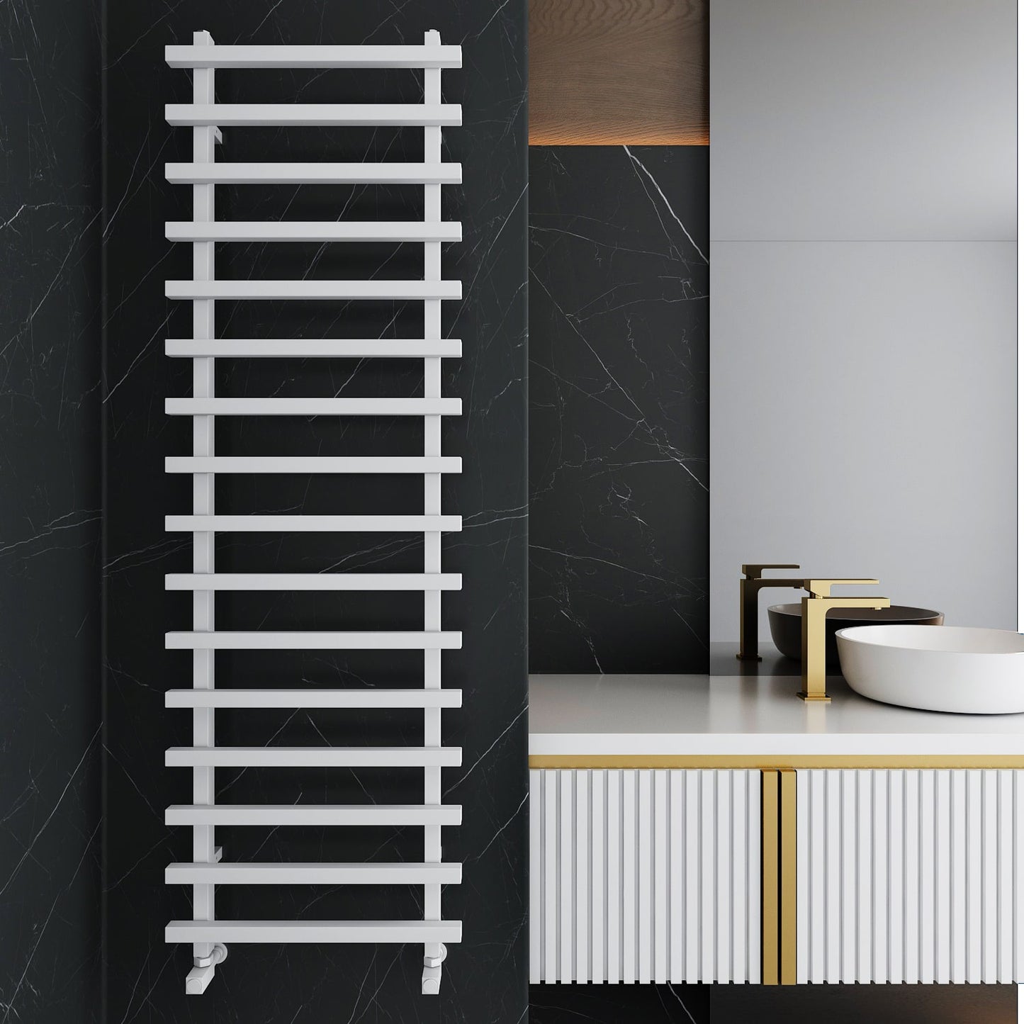 Carisa Baron L Handtuchwärmer aus Aluminium, modernes Design, Weiß