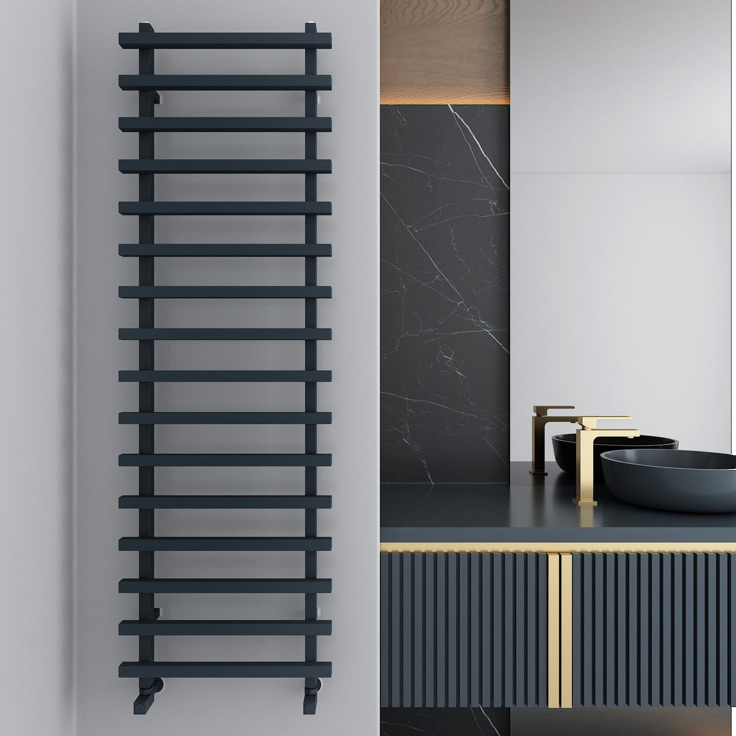 Carisa Baron L Handtuchwärmer aus Aluminium, modernes Design, Anthrazit