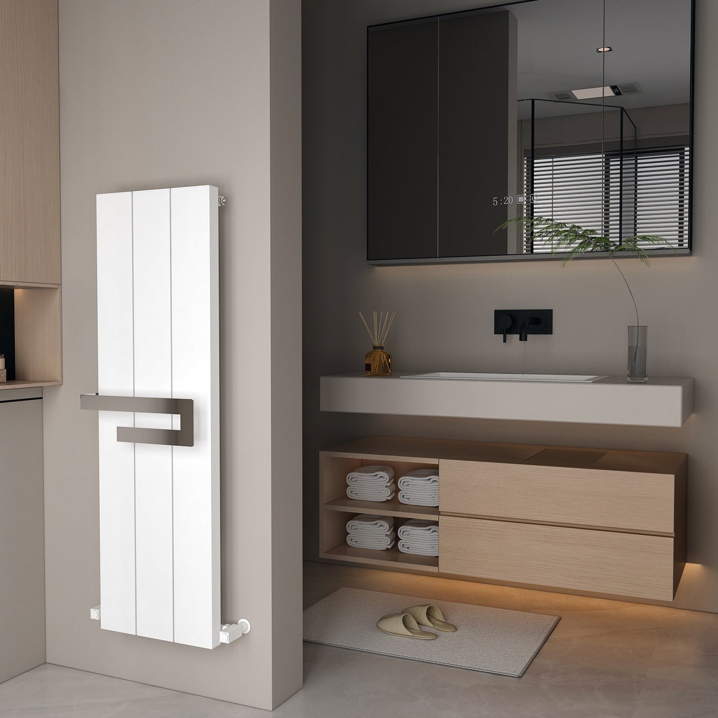 Carisa Elvino Bad-Handtuchwärmer aus Aluminium, modernes Design, Weiß