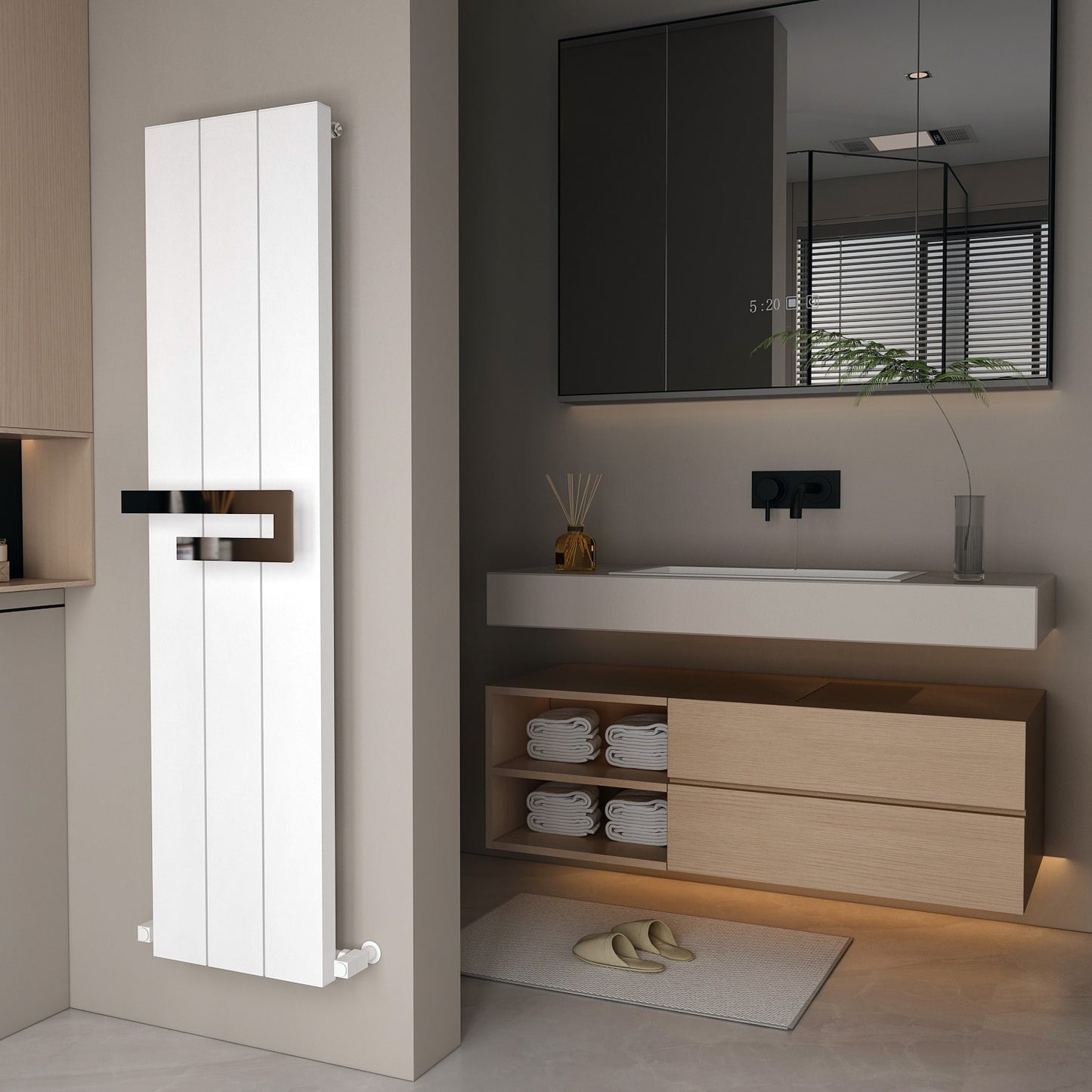 Carisa Elvino Bad-Handtuchwärmer aus Aluminium, modernes Design, Weiß