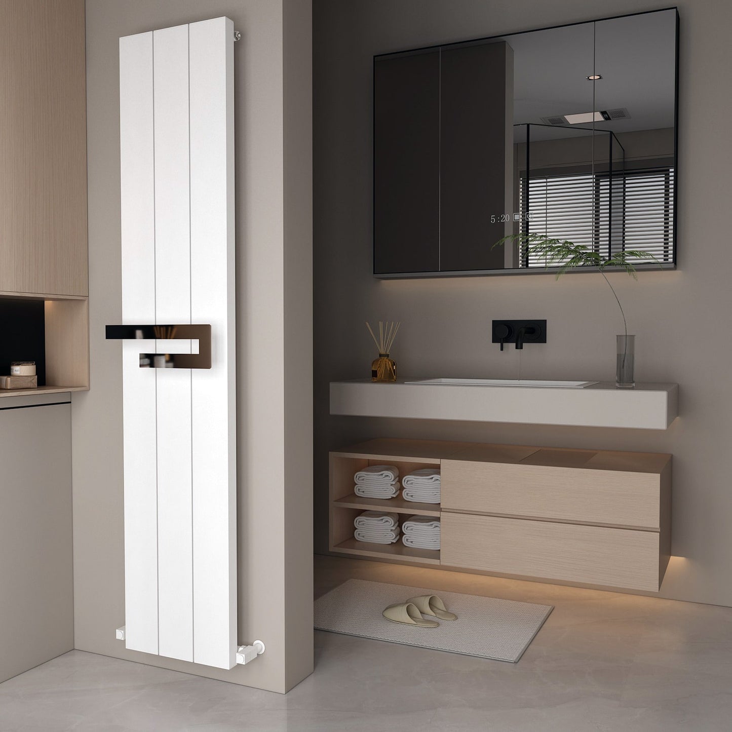 Carisa Elvino Bad-Handtuchwärmer aus Aluminium, modernes Design, Weiß