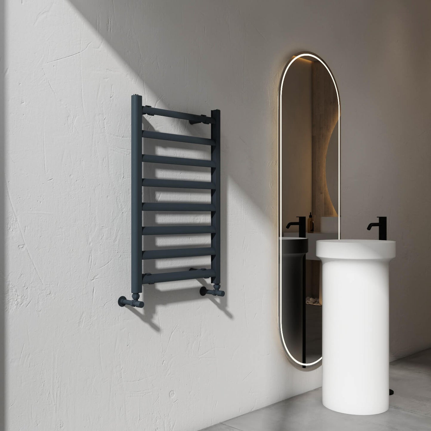 Carisa Lara L Handtuchwärmer aus Aluminium, modernes Design, Anthrazit