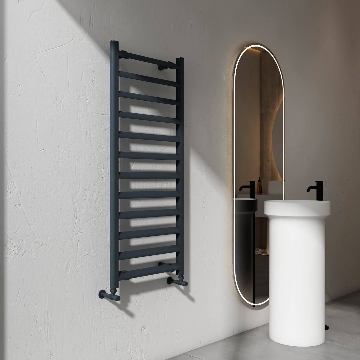 Carisa Lara L Handtuchwärmer aus Aluminium, modernes Design, Anthrazit