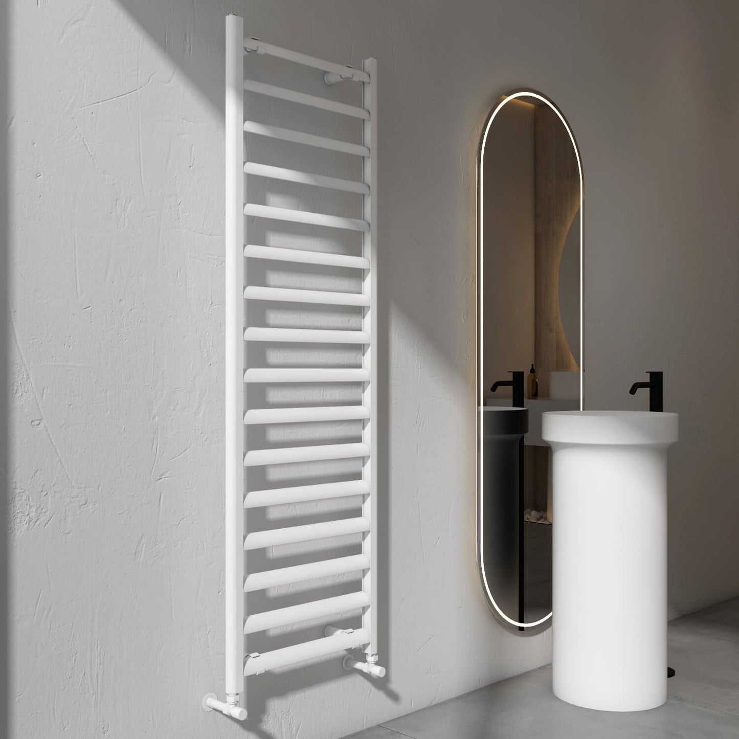 Carisa Lara L Handtuchwärmer aus Aluminium, modernes Design, Weiß
