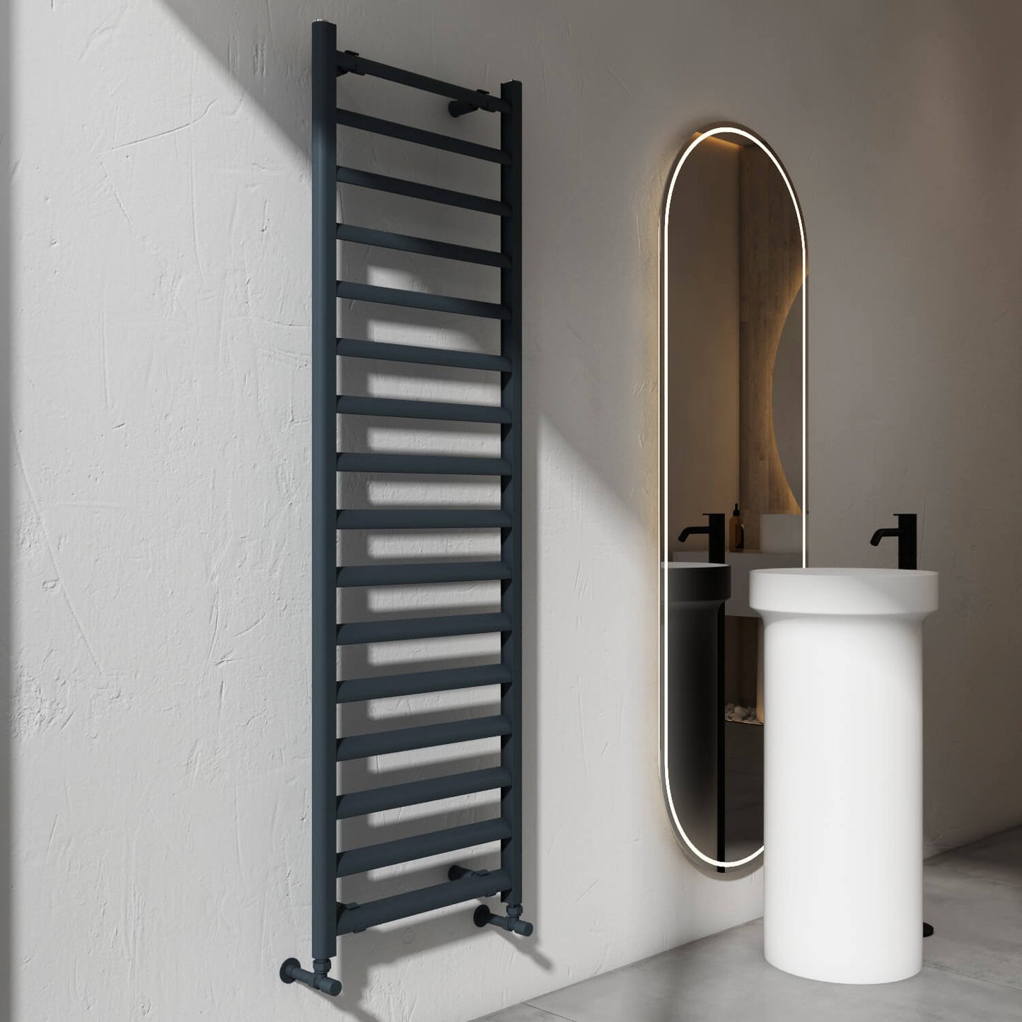 Carisa Lara L Handtuchwärmer aus Aluminium, modernes Design, Anthrazit