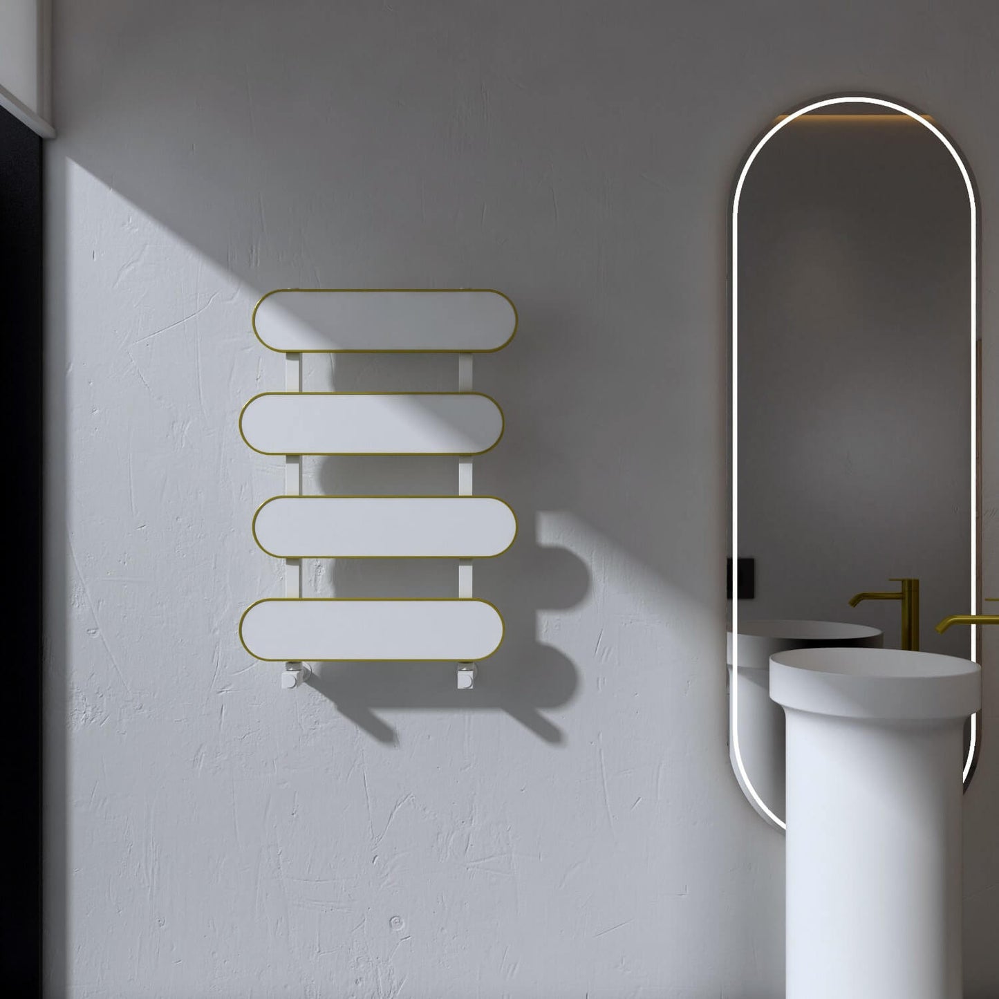 Carisa Magico Bad-Handtuchwärmer aus Aluminium, modernes Design, Weiß