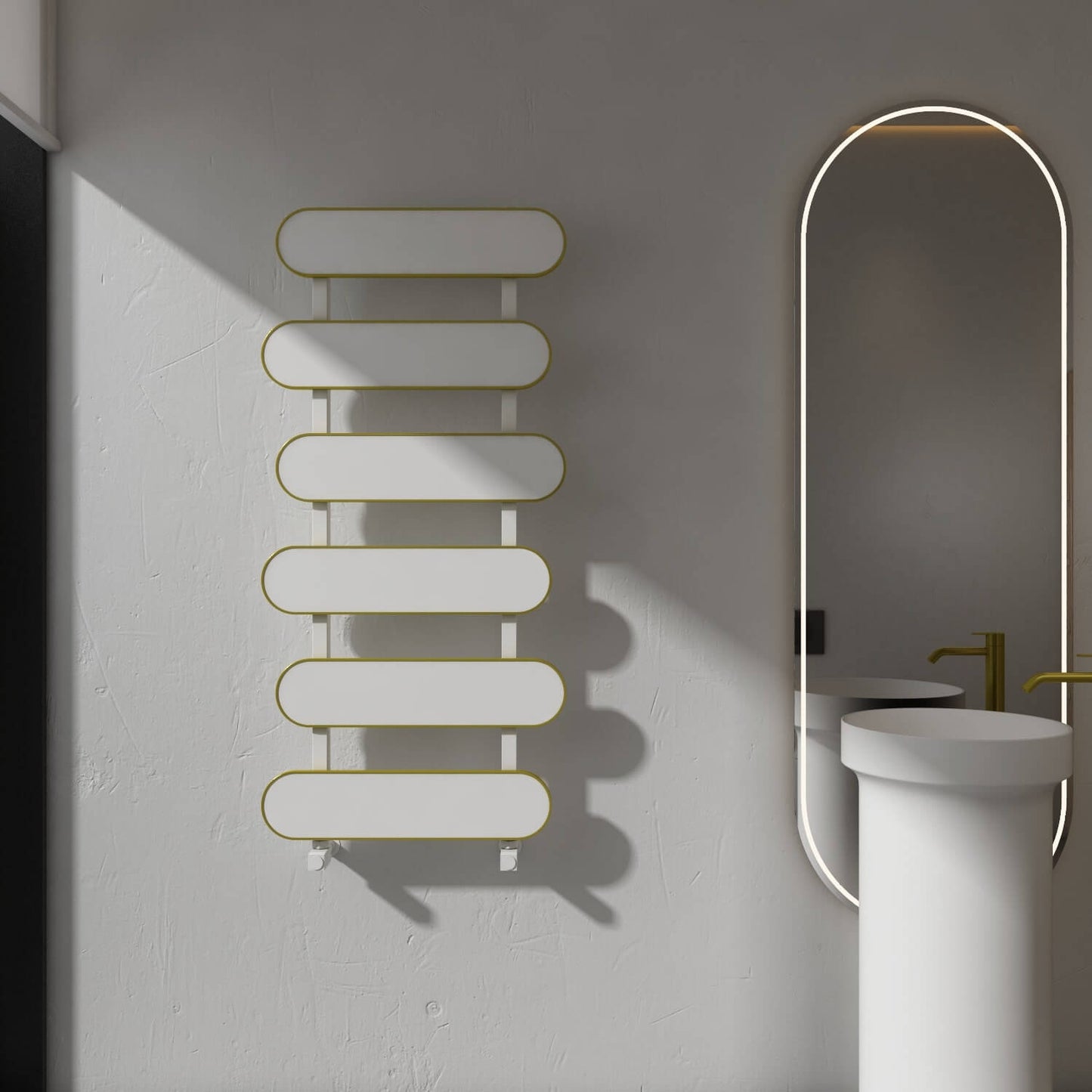 Carisa Magico Bad-Handtuchwärmer aus Aluminium, modernes Design, Weiß