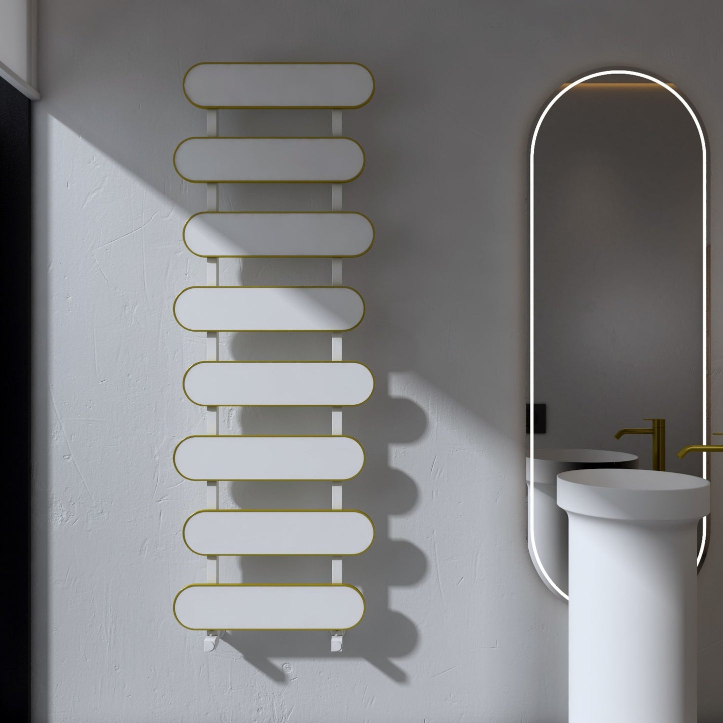 Carisa Magico Bad-Handtuchwärmer aus Aluminium, modernes Design, Weiß