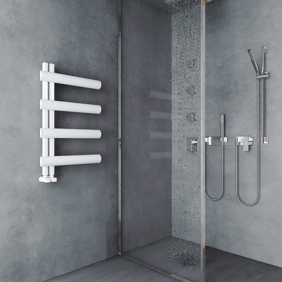 Carisa Moon L Handtuchwärmer aus Aluminium, modernes Design, Weiß