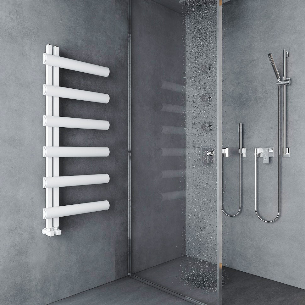 Carisa Moon L Handtuchwärmer aus Aluminium, modernes Design, Weiß