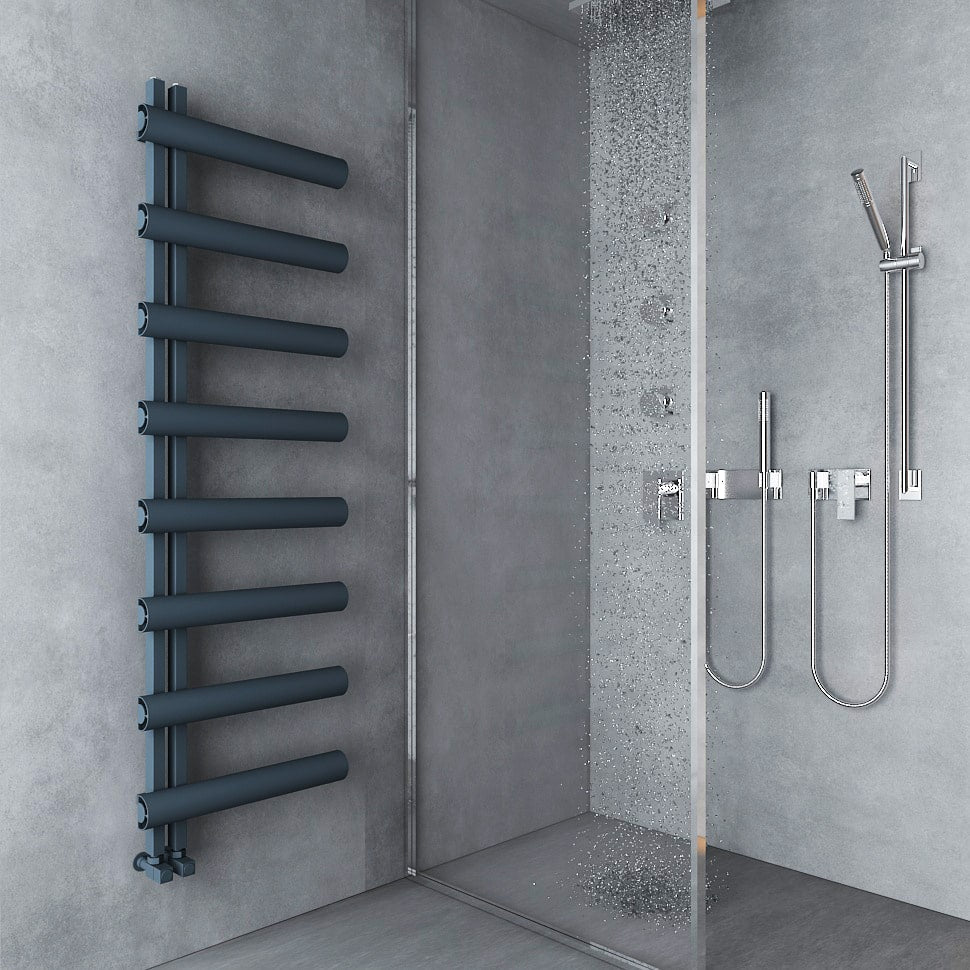 Carisa Moon L Handtuchwärmer aus Aluminium, modernes Design, Anthrazit