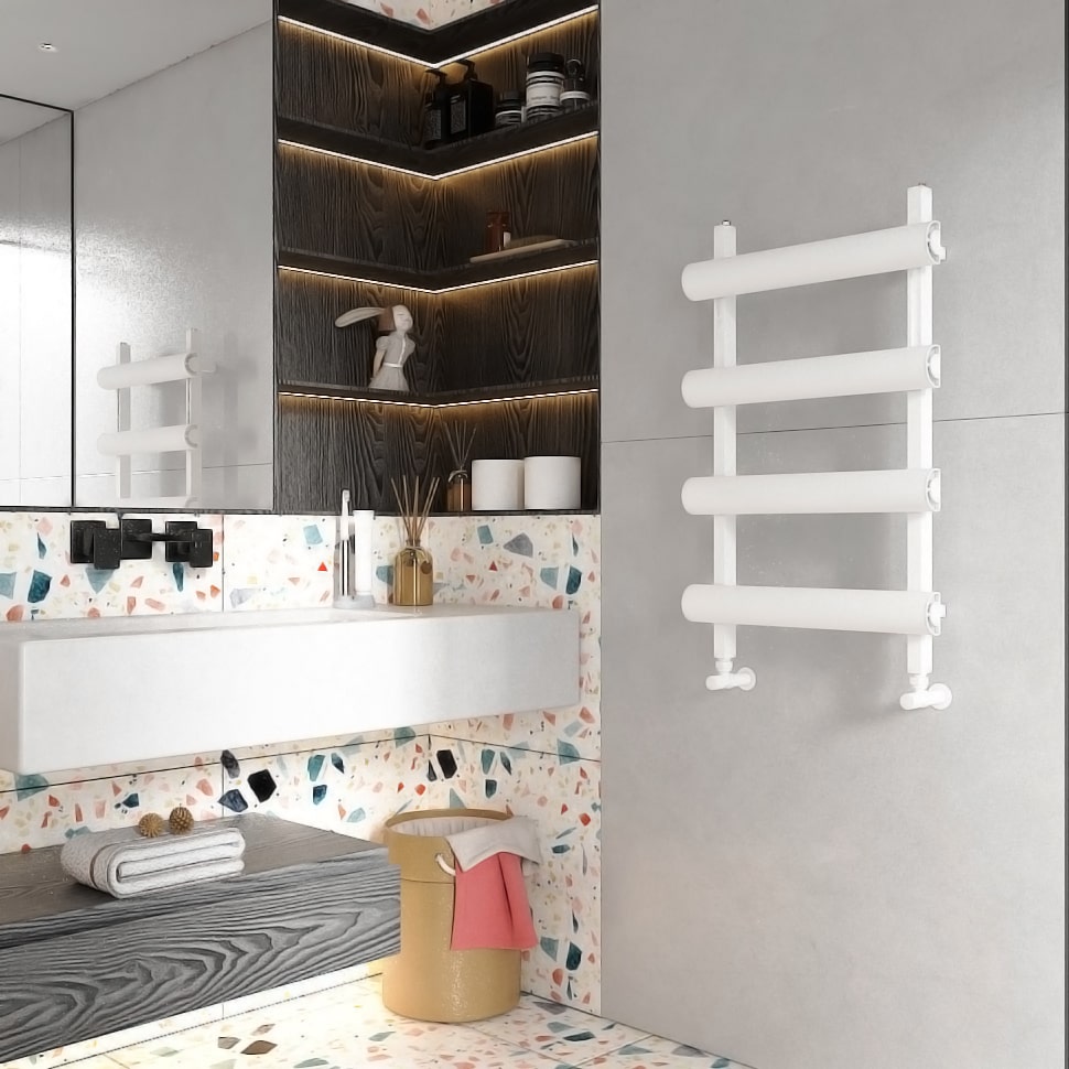 Carisa Moon Handtuchwärmer aus Aluminium, modernes Design, Weiß