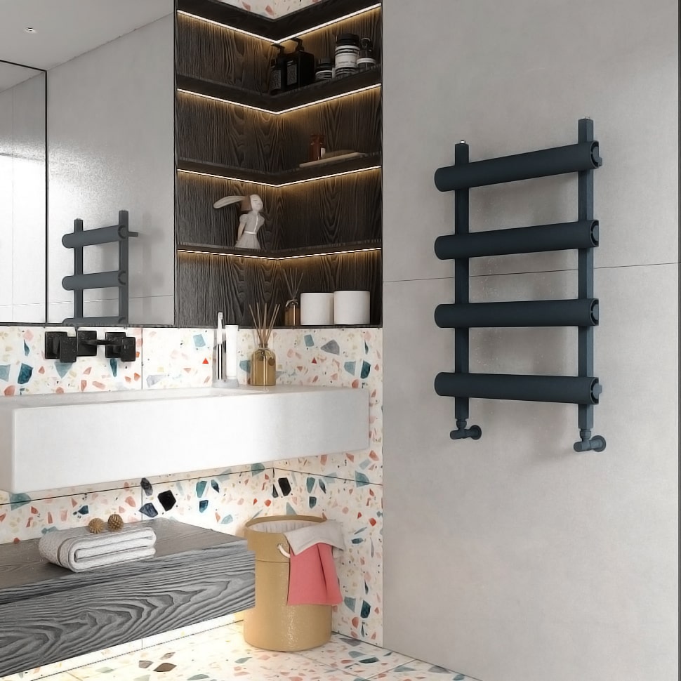 Carisa Moon Handtuchwärmer aus Aluminium, modernes Design, Anthrazit