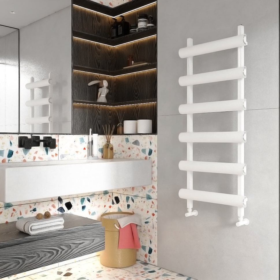 Carisa Moon Handtuchwärmer aus Aluminium, modernes Design, Weiß
