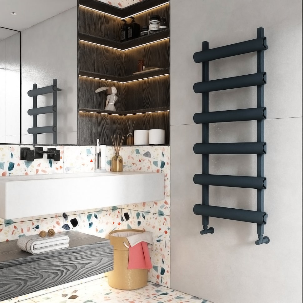 Carisa Moon Handtuchwärmer aus Aluminium, modernes Design, Anthrazit
