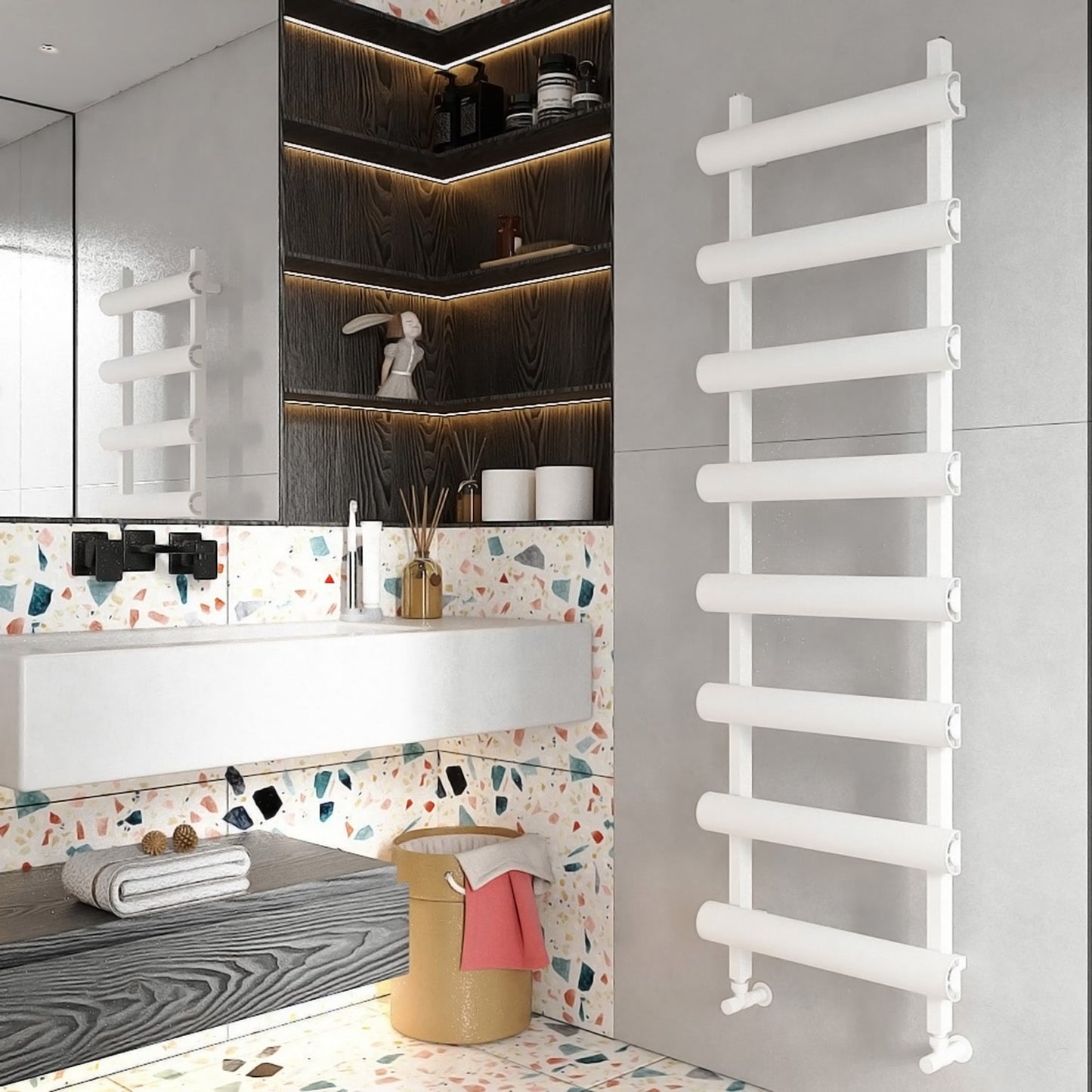 Carisa Moon Handtuchwärmer aus Aluminium, modernes Design, Weiß