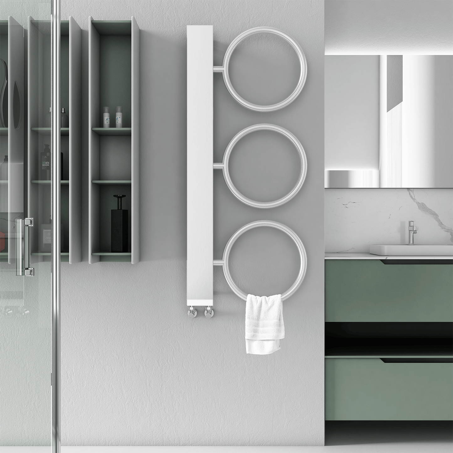Carisa Castor Handtuchwärmer aus Edelstahl, modernes Design, satiniert