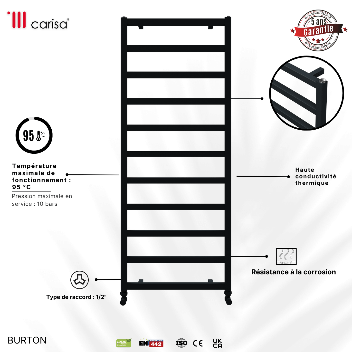 Carisa Burton Handtuchwärmer aus Aluminium, modernes Design, Anthrazit