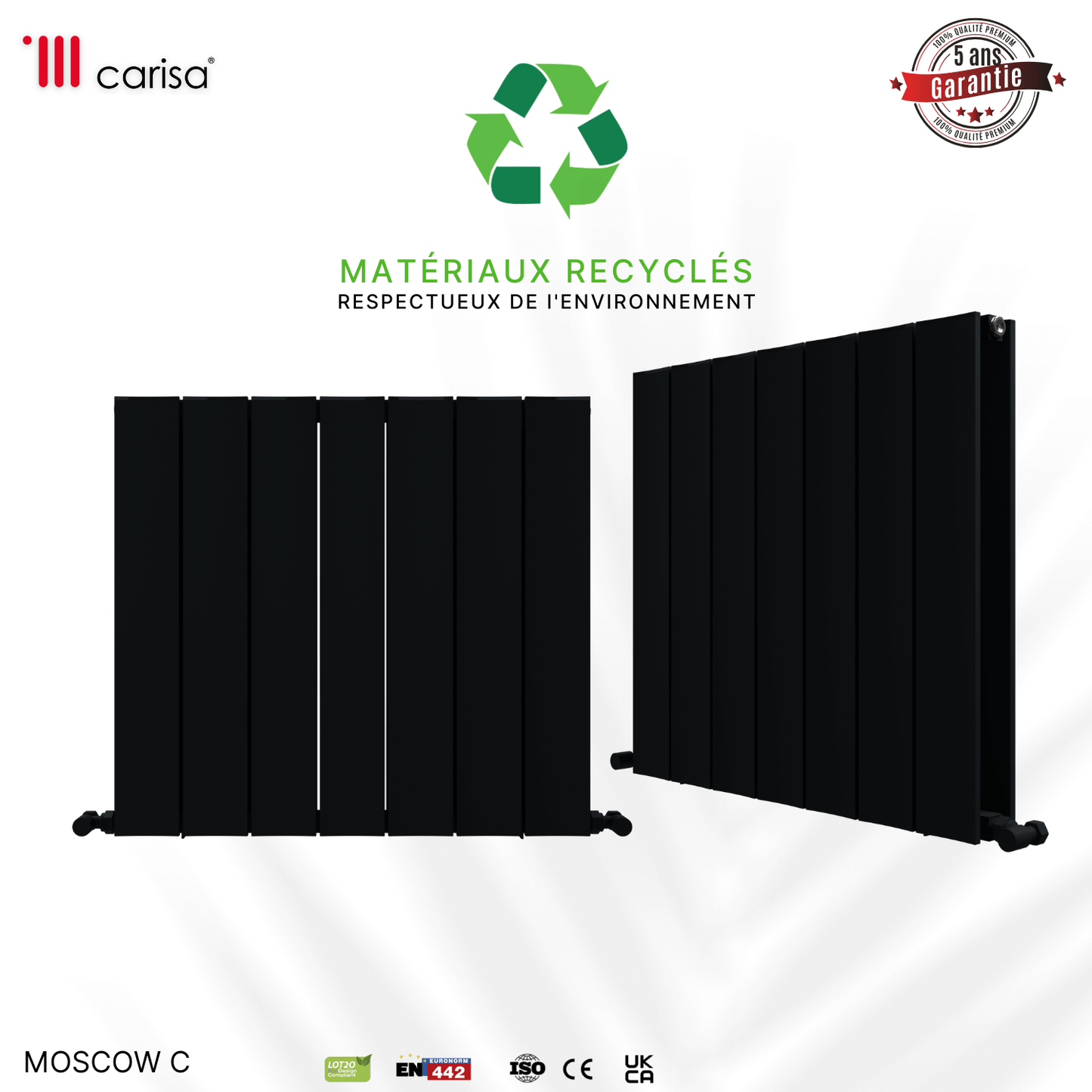 Carisa Moscow C Horizontaler Aluminium-Heizkörper, modernes Design, Anthrazit