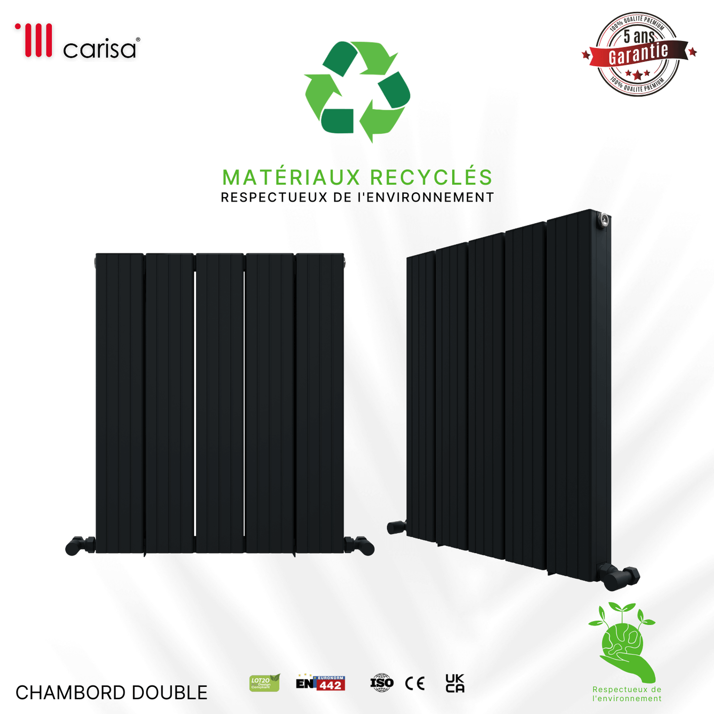 Carisa Chambord Horizontaler Aluminium-Heizkörper, modernes Design, Anthrazit