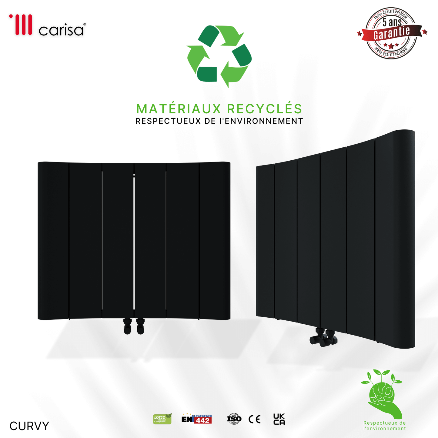 Carisa Curvy Horizontaler Aluminium-Heizkörper, modernes Design, Anthrazit