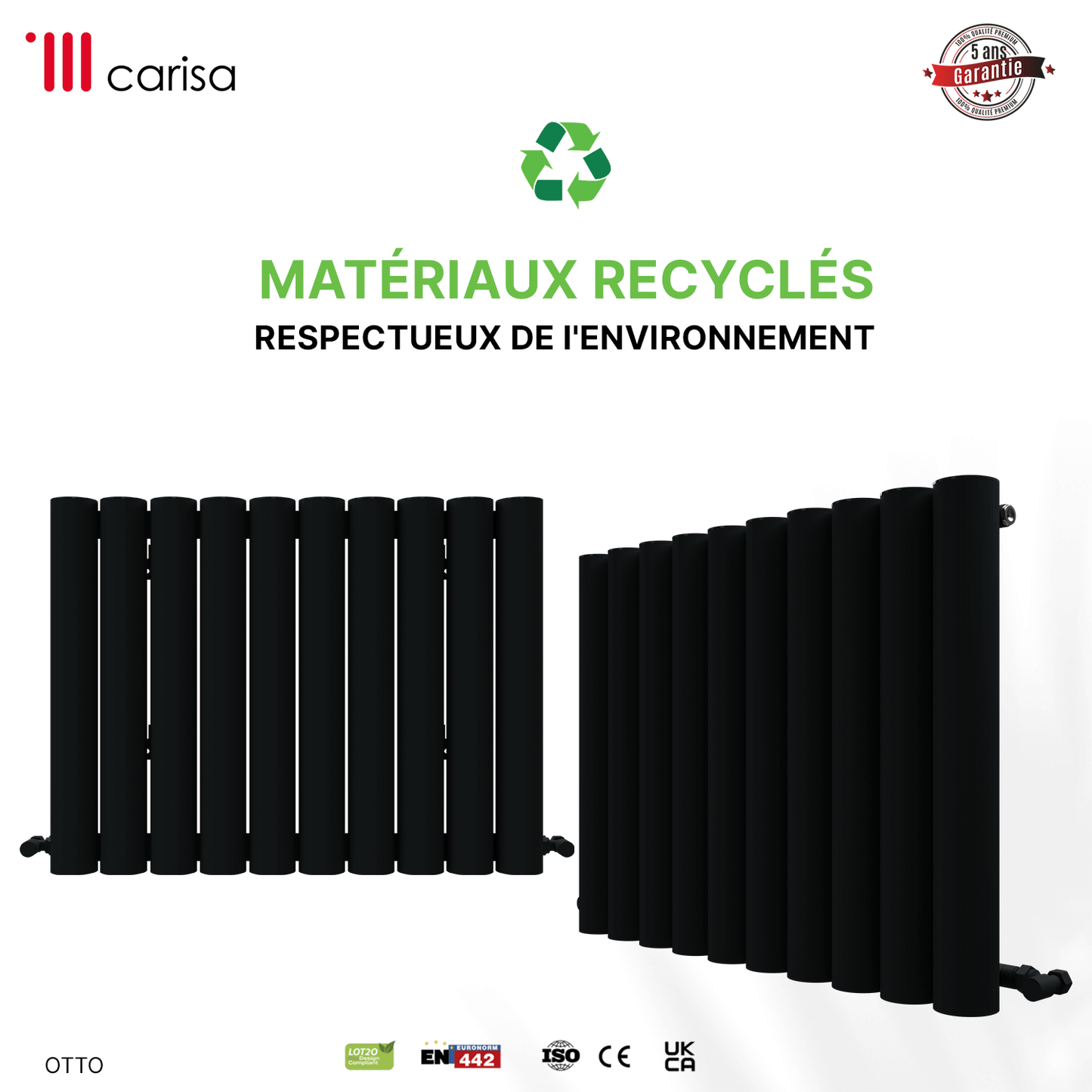 Carisa Otto Horizontaler Aluminium-Heizkörper, modernes Design, Anthrazit