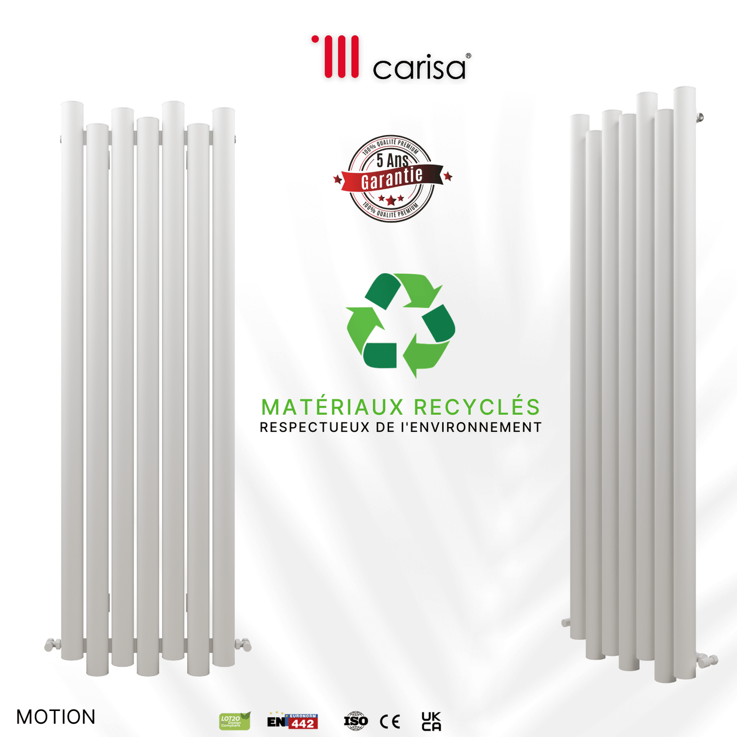 Carisa Motion Vertikaler Aluminium-Heizkörper, modernes Design, Weiß