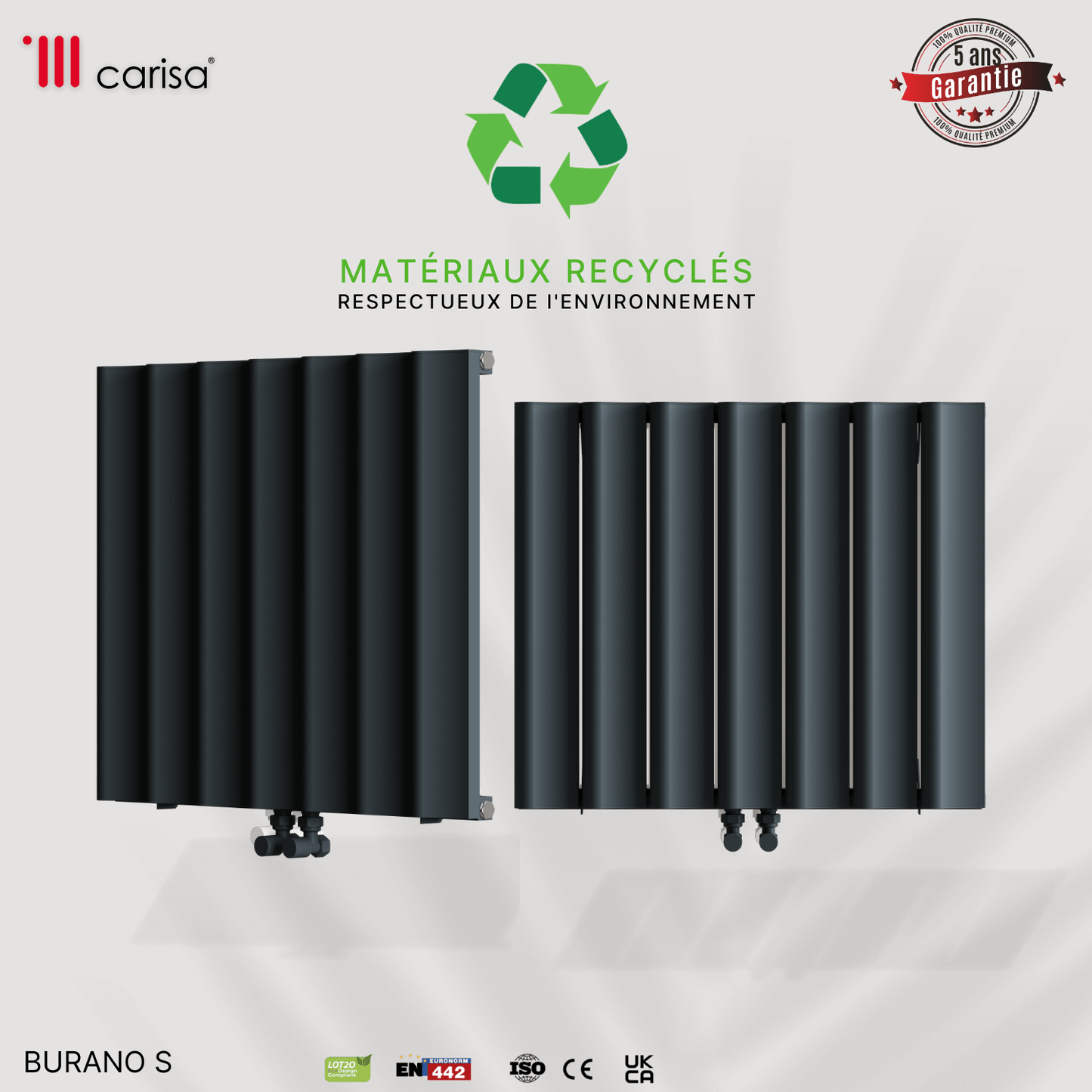 Carisa Burano S Horizontaler Aluminium-Heizkörper, modernes Design, Anthrazit