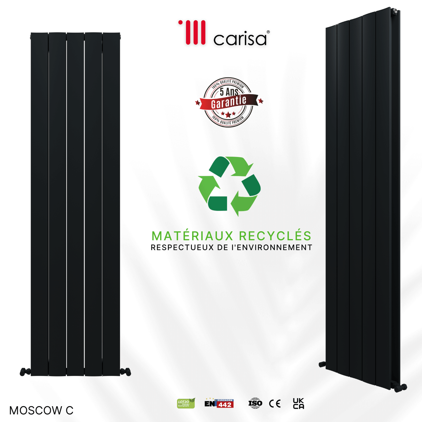 Carisa Moscow C Vertikaler Aluminium-Heizkörper, modernes Design, Anthrazit