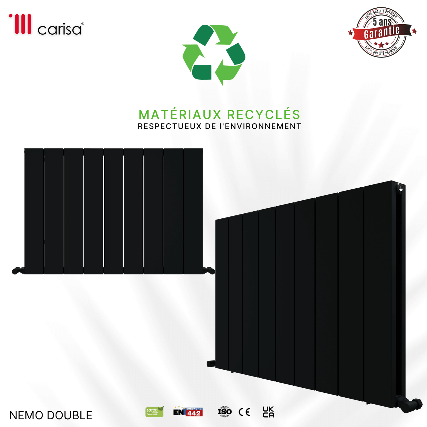 Carisa Nemo Horizontaler Aluminium-Heizkörper, modernes Design, Anthrazit