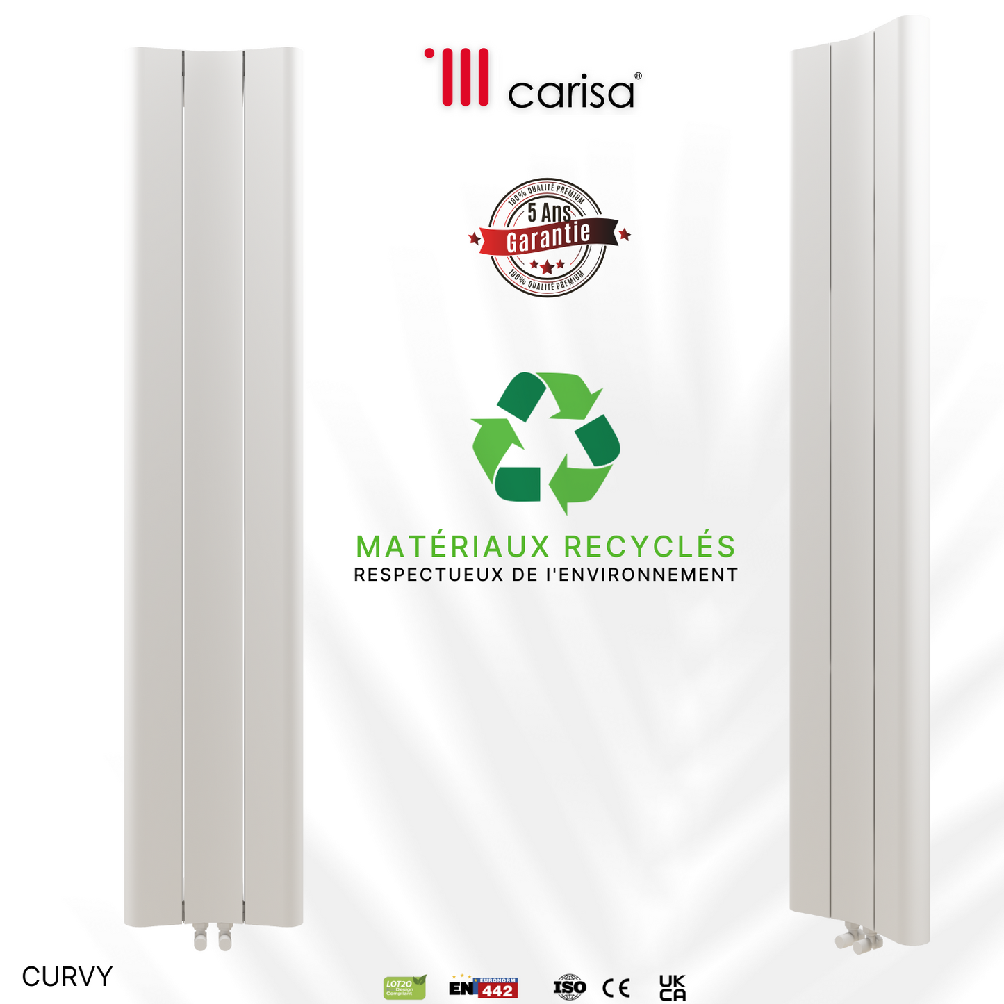Carisa Curvy Vertikaler Aluminiumheizkörper Modernes Design Weiß