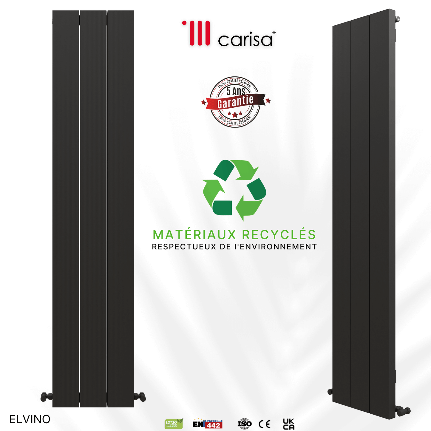 Carisa Elvino Vertikaler Aluminium-Heizkörper, modernes Design, dunkelgrau