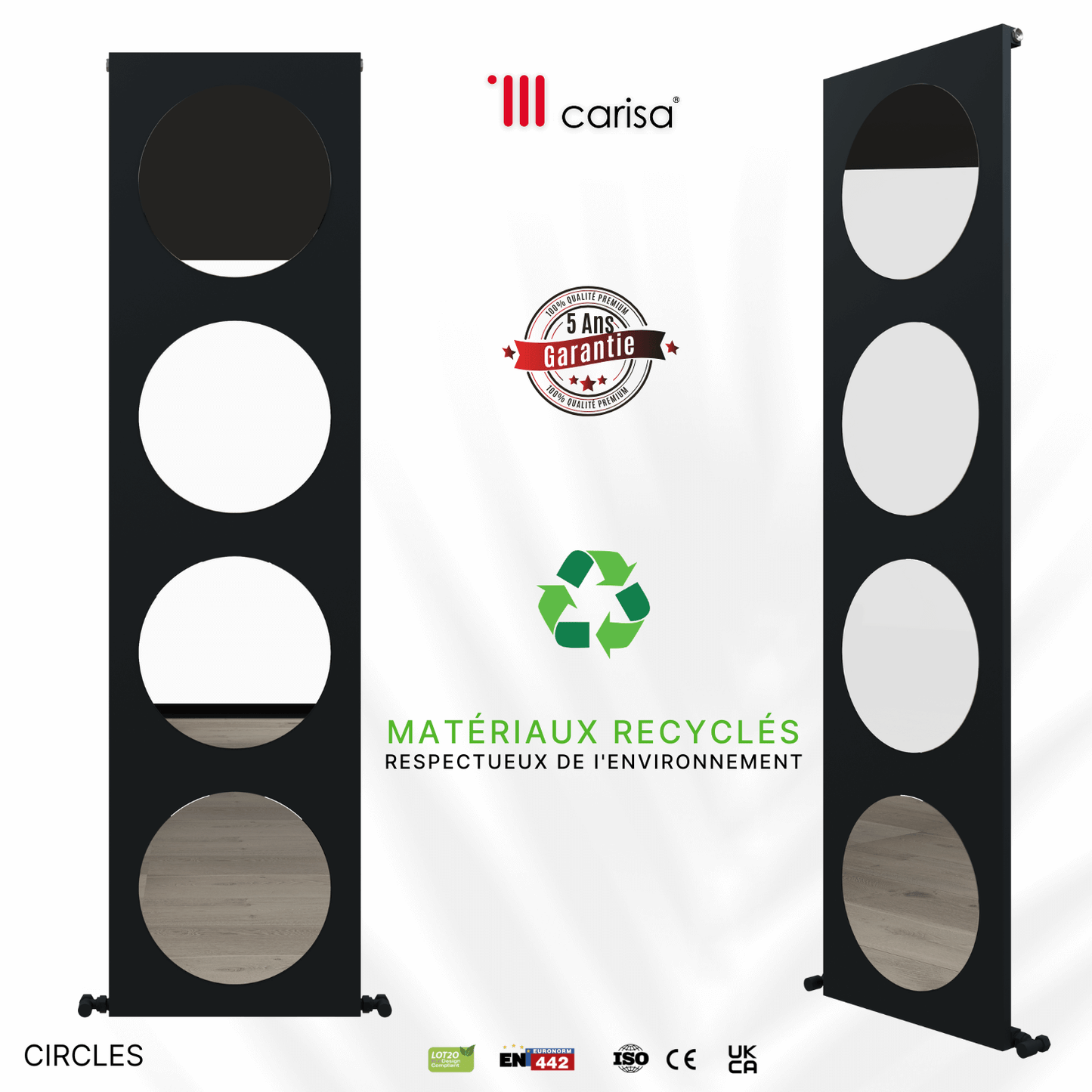 Carisa Circles Vertikaler Aluminium-Heizkörper, modernes Design, Anthrazit