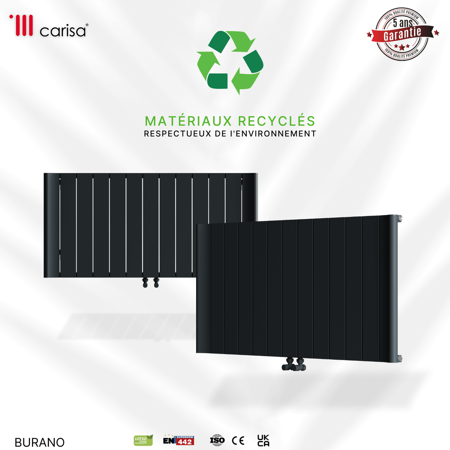 Carisa Burano Horizontaler Aluminium-Heizkörper, modernes Design, Anthrazit