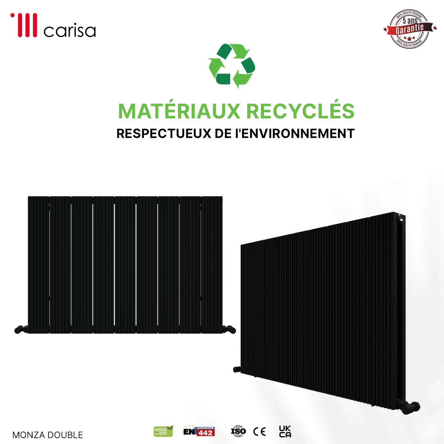 Carisa Monza Horizontaler Aluminium-Heizkörper, modernes Design, Anthrazit